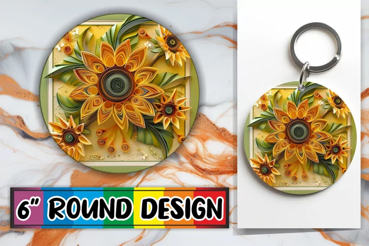 Spring 3D Keychain Bloom Circle Design