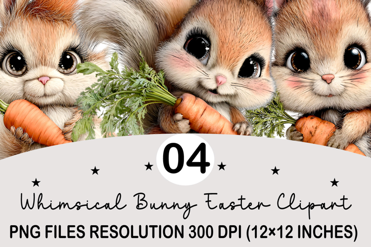 Whimsical Bunny Easter Clipart, Watercolor Easter Bunny PNG