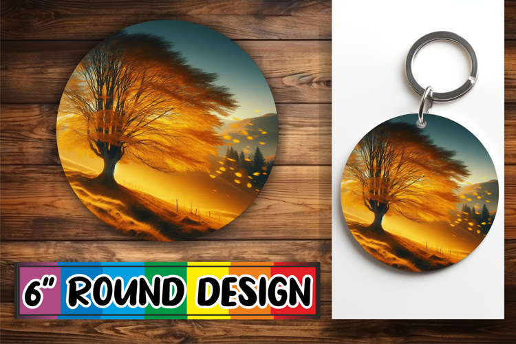 Radiant Round Car Coaster Magic, Autumn