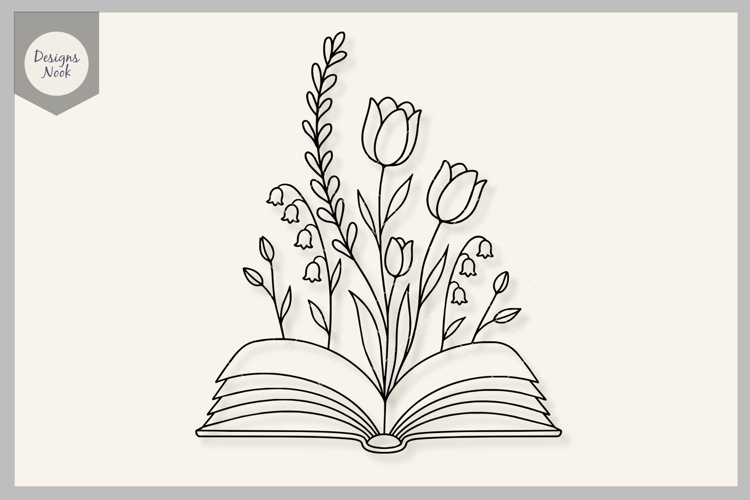 Floral Book SVG, Open Book and Flowers SVG, Book Lover SVG