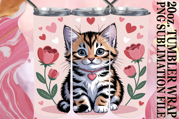 Gentle Breezes 20oz tumbler wrap, Cat Valentins Day