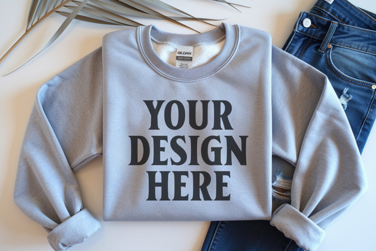 Ash Gildan 18000 Folded Flat Lay Mockups