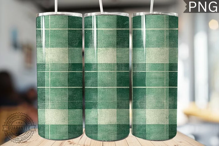 Green Plaid Tumbler Wrap - High Quality 300 Dpi