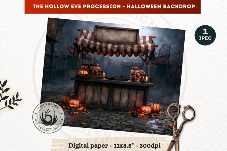 Gothic Halloween background - Hollow Eve Procession Backdrop