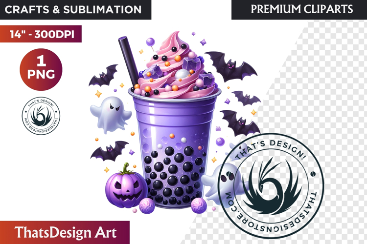 Pastel Goth Halloween Drinks - Kawaii Spooky Clipart PNG