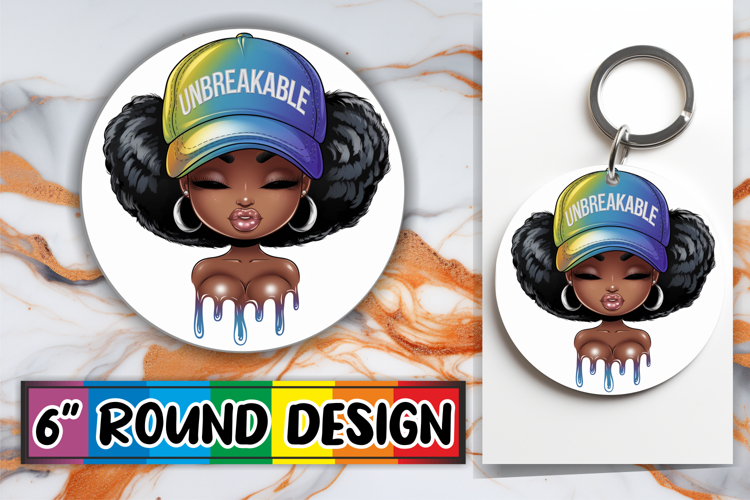 Timeless Keychain Circle PNG, Black Woman