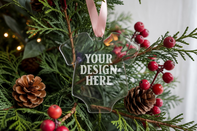 Acrylic Christmas Ornament Mockup , christmas ornament mocku