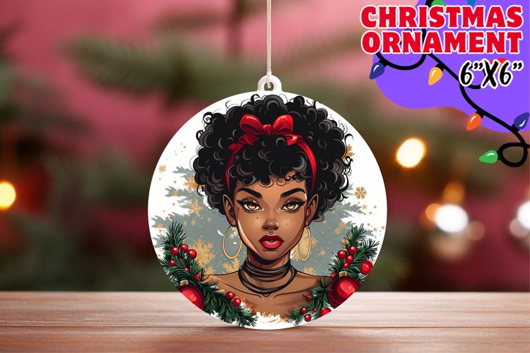 Radiant Circle Sublimation Keychain, Xmas Girl example image 1