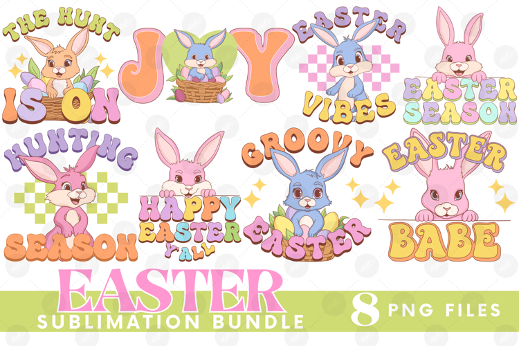 Easter Sublimation PNG Bundle Bunny Chick Farm Hip Hop Joy