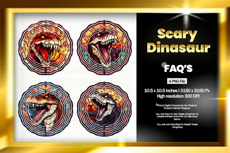 Scary Dinasaur Wind Spinner Sublimation - 04 Variation