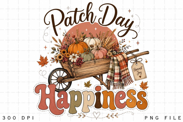 Patch Day Happiness PNG Sublimation Design - Rustic Fall