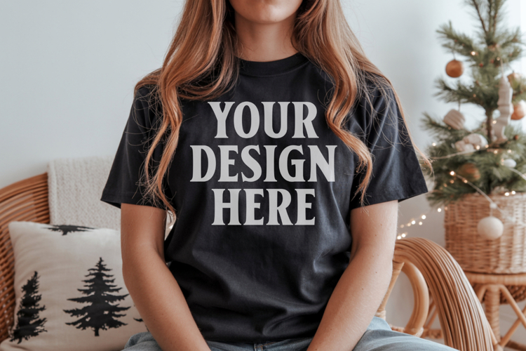 Black Tshirt Mockup Image 17