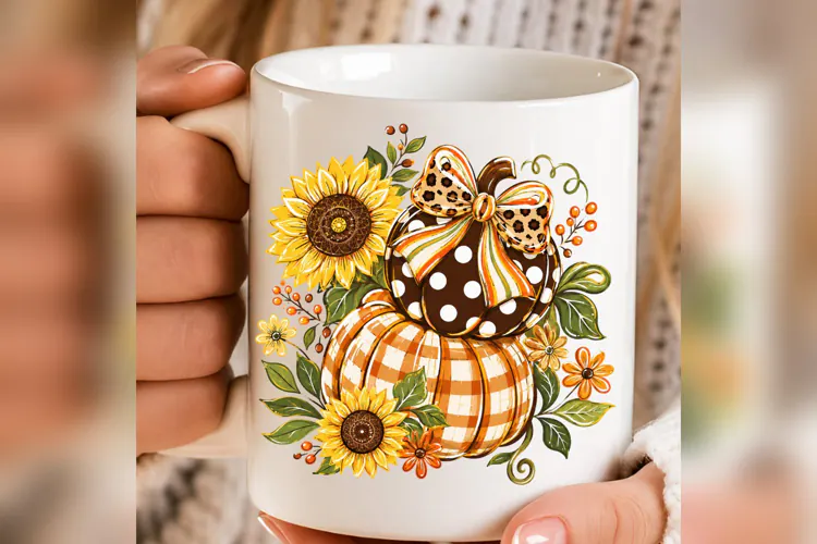 Leopard Bow Pumpkin PNG, Sunflower Fall Pumpkin, Gingham