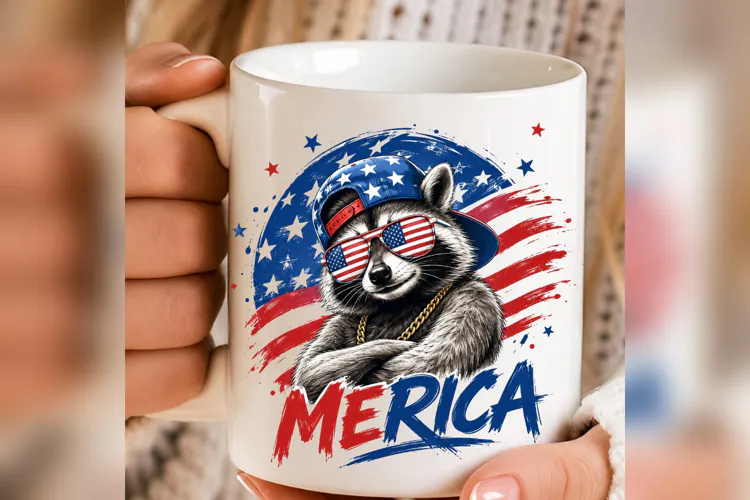 Merica Raccoon PNG, Patriotic Raccoon 4th of July Design