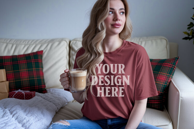 Brick Christmas Comfort Colors 1717 T-shirt Mockup example image 1
