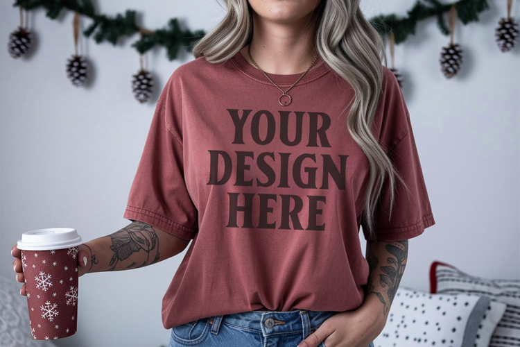 Brick Christmas Comfort Colors 1717 TShirt Mockup,cc1717 moc