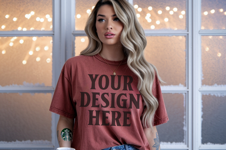 Christmas Comfort Colors 1717 Brick TShirt Mockup, CC 1717