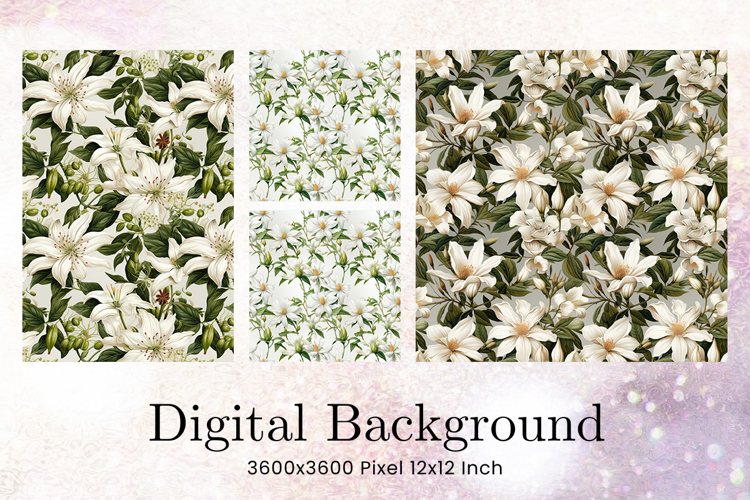 Flower Pattern Background Wallpaper Digital Paper_28 example image 1