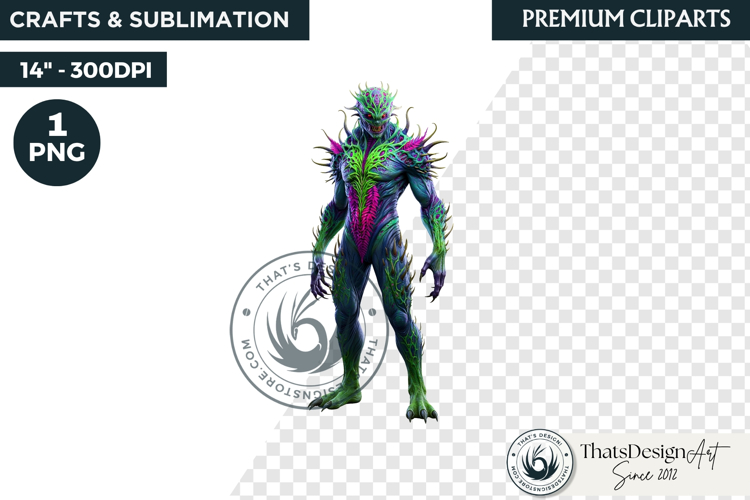 Halloween Acid Monster Clipart PNG Neon Fantasy Character