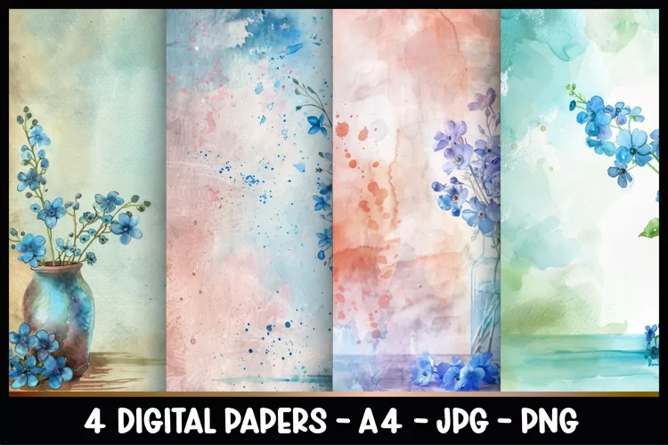 4 Vintage Floral Digital Papers I Junk Journal