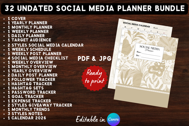 32in1 Printable Social Media Planner Template Bundle 11