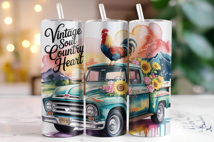 Vintage Soul Country Heart Tumbler Wrap | Sublimation