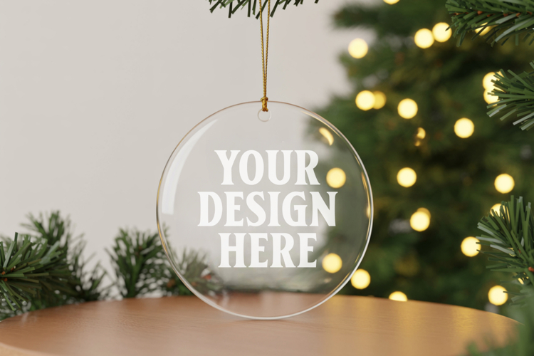 Acrylic Christmas Ornament Mockups , acrylic blank mockup