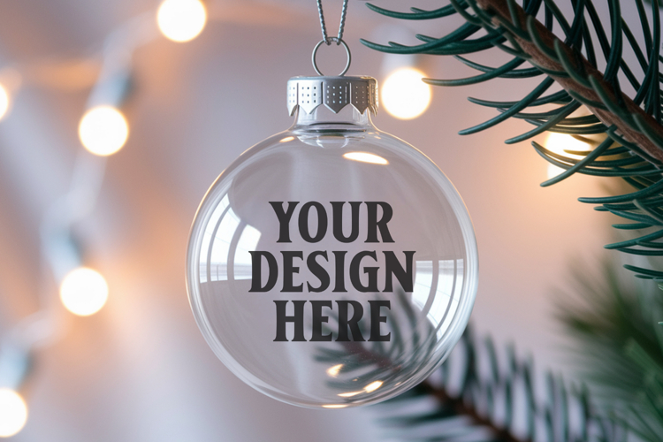 Acrylic Christmas Ornament Mockups | Clear Holiday Ornament