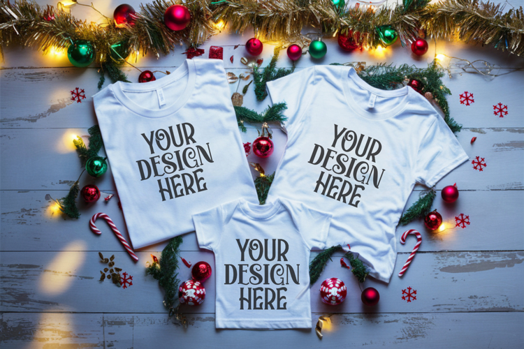 Christmas Family Matching Flat Lay T-Shirt Mockups