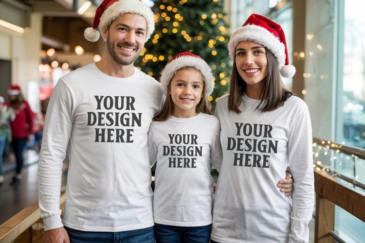 Christmas Family Matching T-Shirt Mockups | Holiday Group