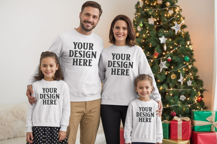 Christmas Family Matching T-Shirt Mockups | Holiday Group