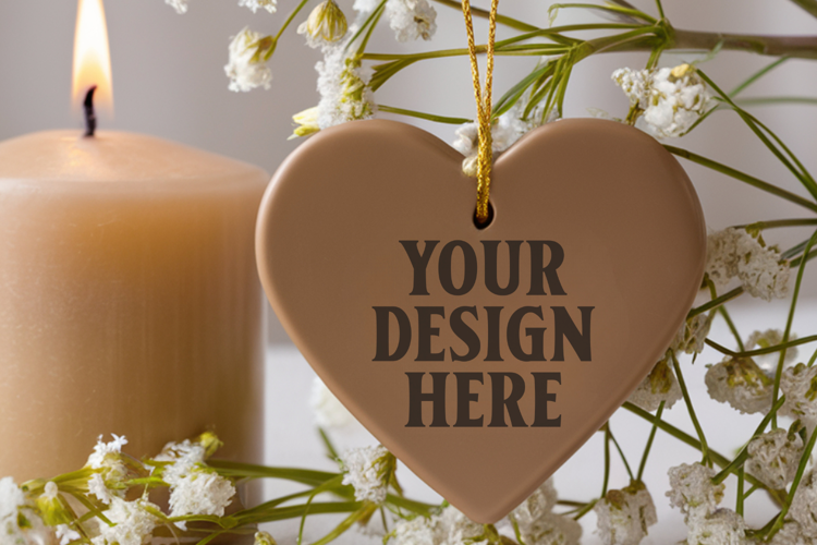 Holiday Love Heart Ornament Mockups | Romantic Christmas Tre