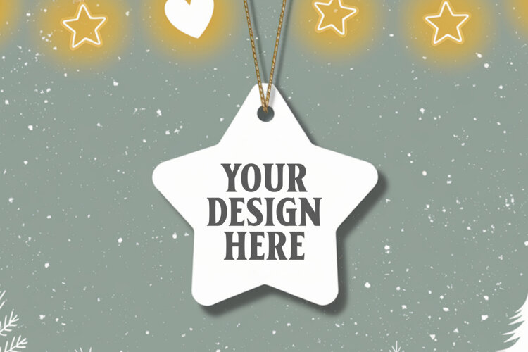 Christmas Star Ceramic Ornaments Mockup example image 1