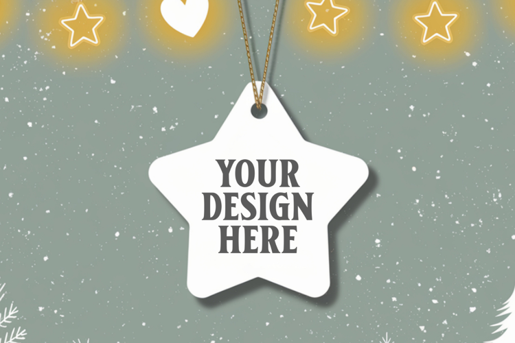 Christmas Star Ceramic Ornaments Mockup