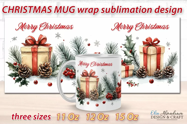 Christmas Mug Sublimation design| Mug Wrap Cricut Template