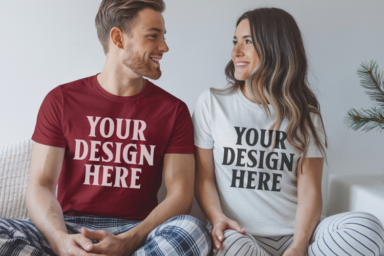 Christmas Bella Canvas 3001 Couple Mockup , BC3001 Couple mo