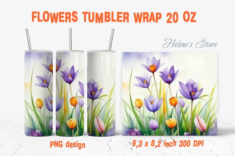 Flower tumbler wrap|Tumbler sublimation 20 oz|Spring floral