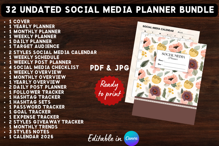32in1 Printable Social Media Planner Template Bundle 7