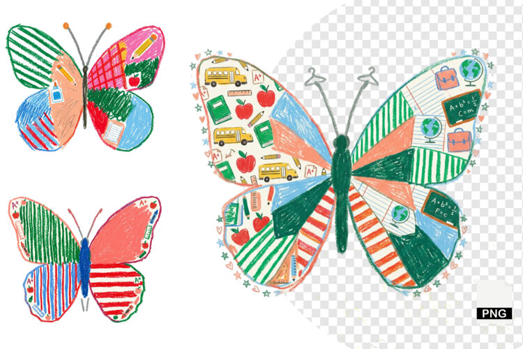 Back To School Butterfly Clipart example image 1