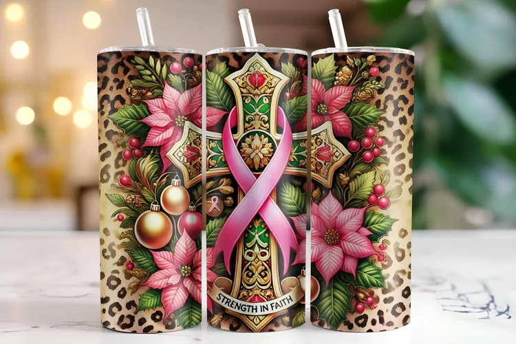 Cancer Awareness Ribbon Tumbler Wrap | Sublimation | Tumbler