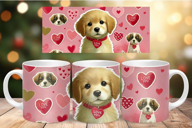 Valentine Mug Wrap Sublimation - love dog example image 1