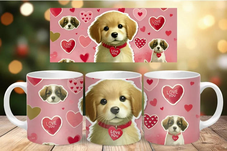 Valentine Mug Wrap Sublimation - love dog