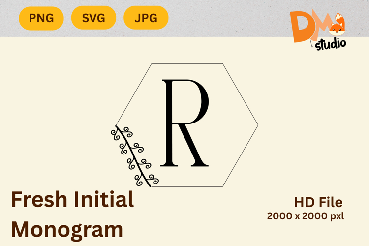 Fresh Initial Monogram - Modern Botanical Letters