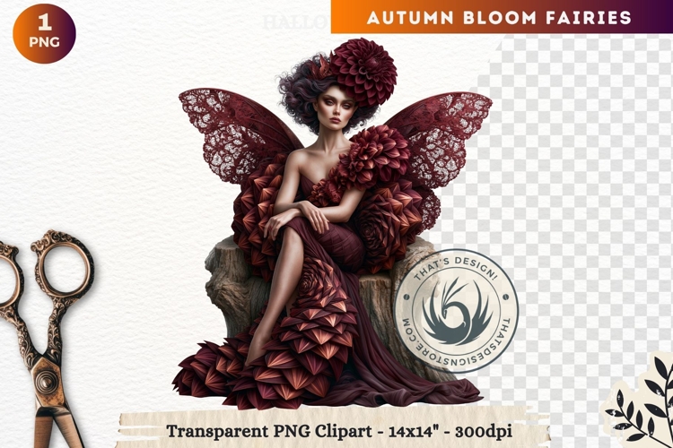Autumn Bloom Floral Fairy Clipart, Mythical Fantasy PNG