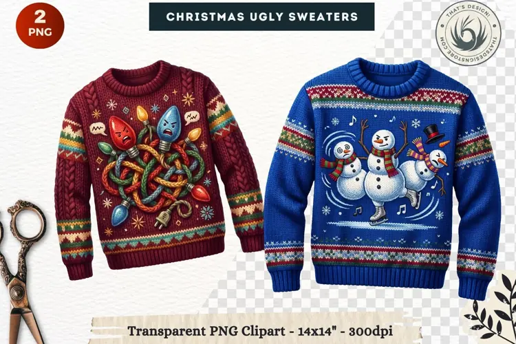 Christmas Ugly Sweaters Clipart Holiday Winter Sweater PNG