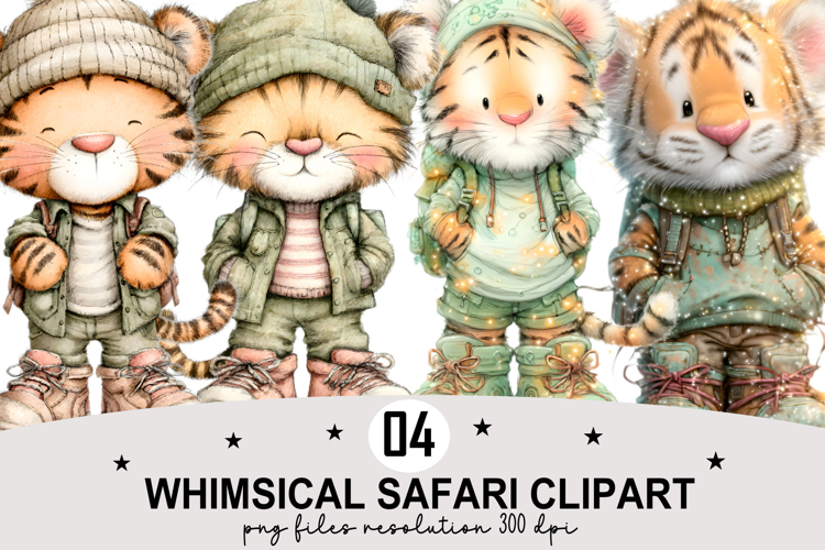 Whimsical Safari Clipart Watercolor PNG
