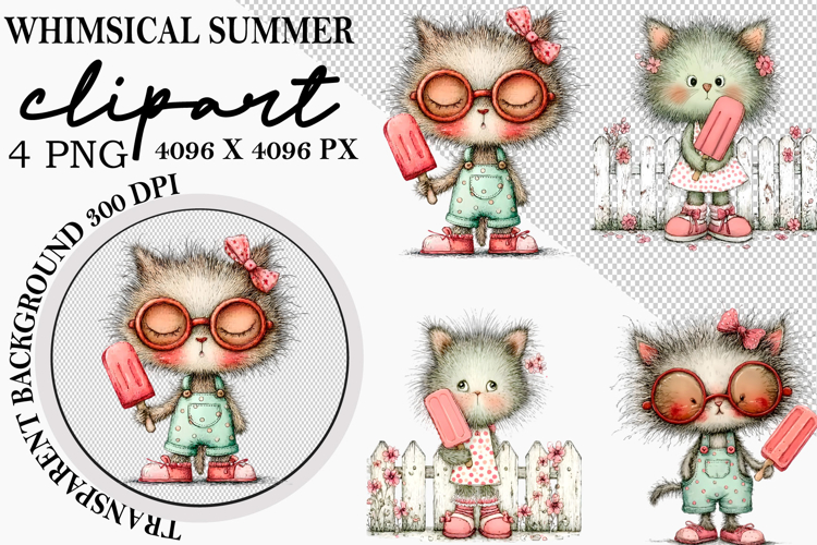 Whimsical Summer Watercolor Clipart PNG