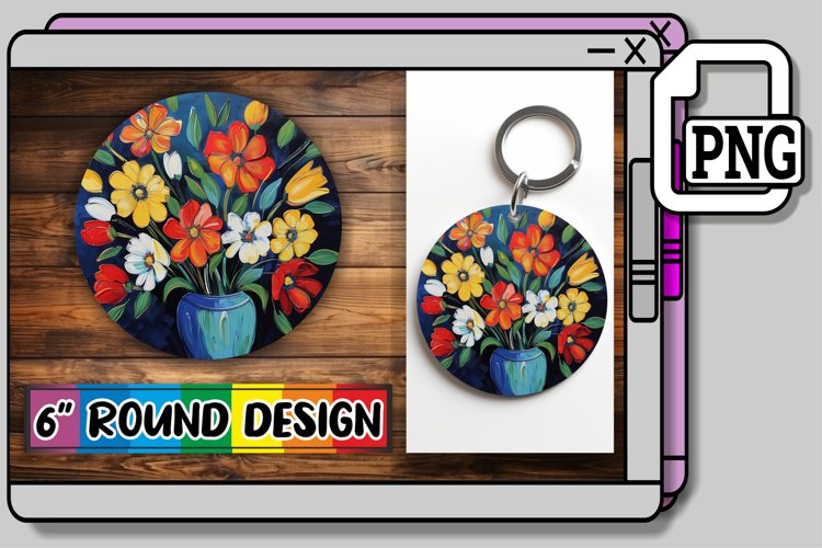 Petal Power: Sublimation Circle Keychain & Car Coaster example image 1