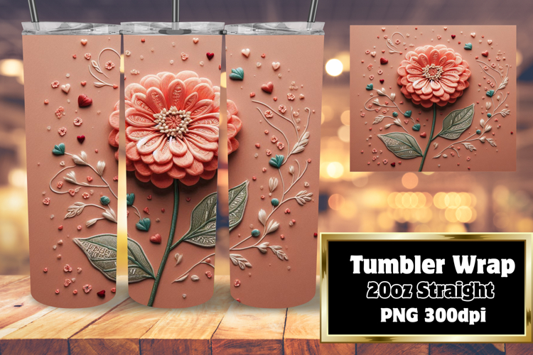 Custom 20oz Tumbler Graphics , 3D Flower