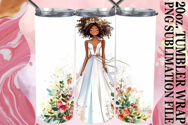 Blissful Watercolor Wedding Tumbler Art: Sublimation Charm